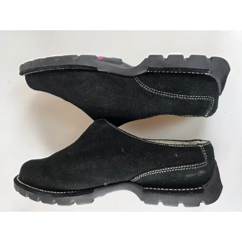 Cole Haan Fur Lined Suede Waterproof Loafers Slides Womens Size 6.5B Black